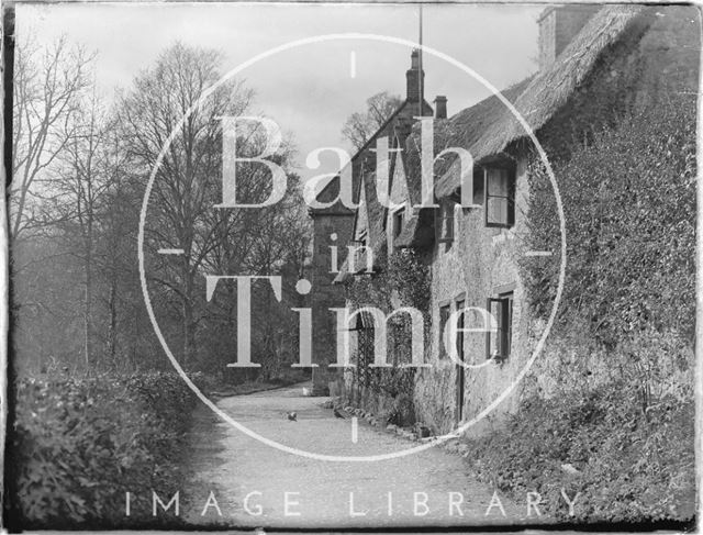 Thatched cottages in Nunney, Somerset 1926