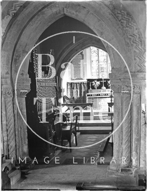 Interior of the church at Lullington, Somerset 1926