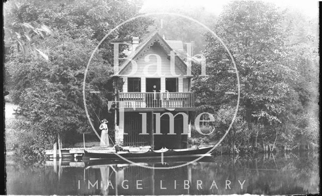 Lady beside a boathouse at Batheaston c.1900