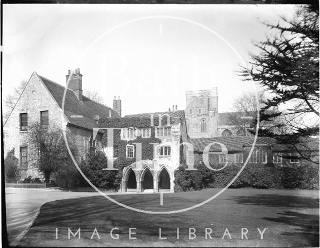 The former Prior's House and the tower of Winchester Cathedral, Hampshire c.1910