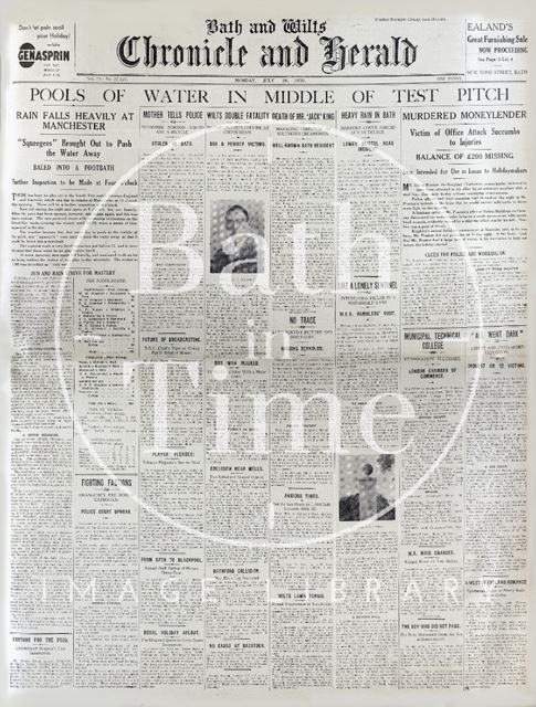 Front page of the Bath and Wilts. Chronicle and Herald 1930