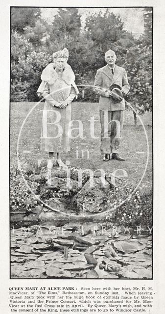 Queen Mary and Mr. H.M. MacVicar at Alice Park, Bath 1944