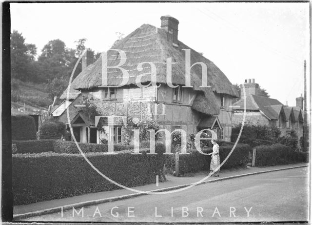 Timber-framed thatched cottage, Erlestoke, Wiltshire c.1930