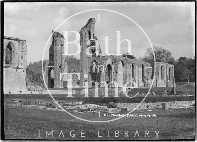 Glastonbury Abbey from the southwest, Somerset c.1935