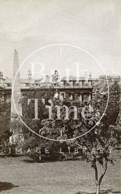 A fragment of a view of the north side of Queen Square and obelisk, Bath c.1900