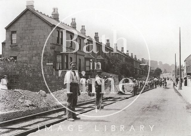 Tram track laying in Lower Bristol Road, Vernon Terrace, Twerton 1903