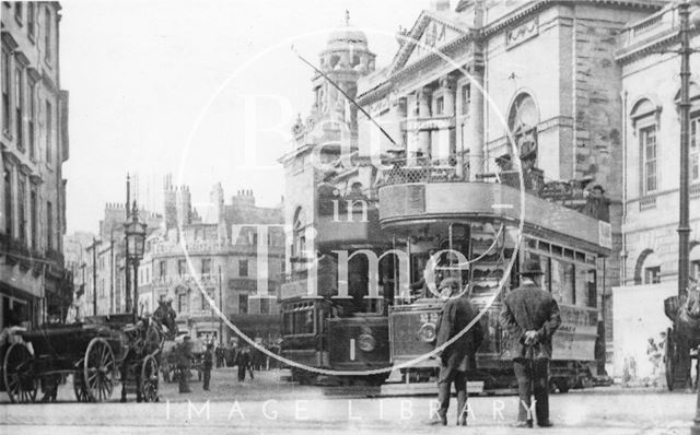 Tram No. 22 leaving the Guildhall for Twerton, Bath 1904