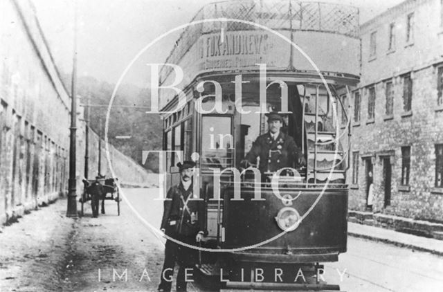 Tram on the Lower Bristol Road, Twerton, Bath 1908