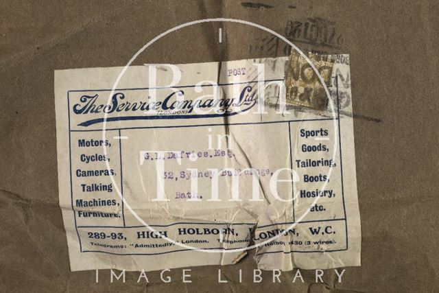 The wrapper from a consignment of photographic materials to George Love Dafnis c.1910