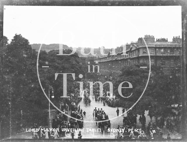 Lord Mayor unveiling tablet, Sydney Place, Bath 1909