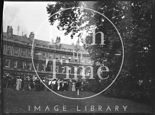 Crowds at an unidentified event at the Circus, Bath c.1909