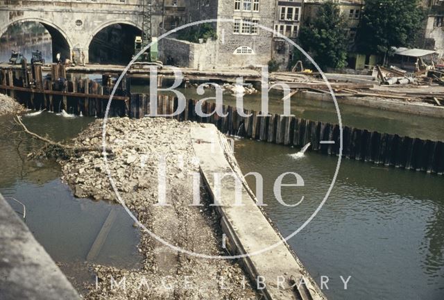 Pulteney Weir, Bath, during construction 1971