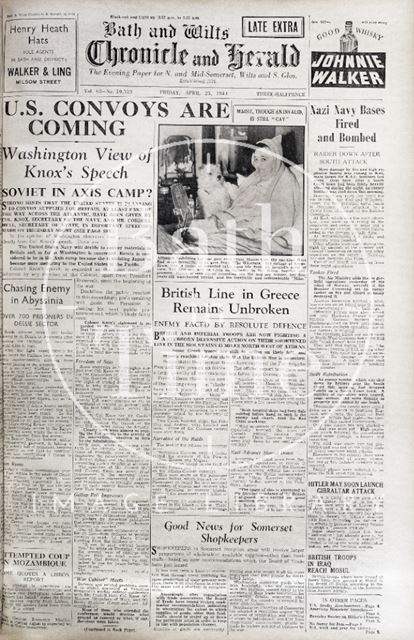 The front cover of the Bath and Wilts. Chronicle and Herald 1941