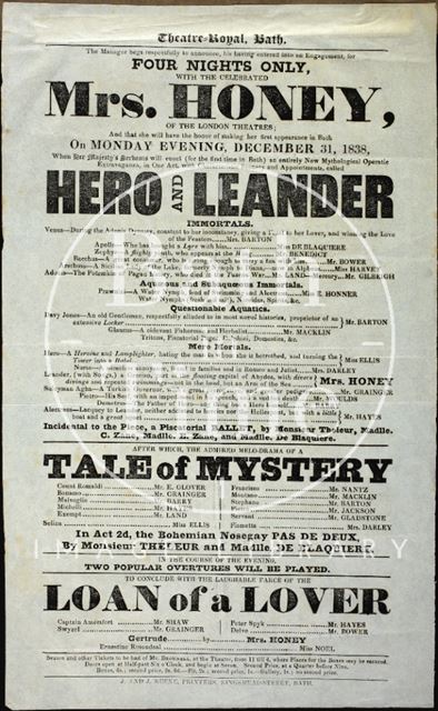 Playbill at Theatre Royal, Bath 1838