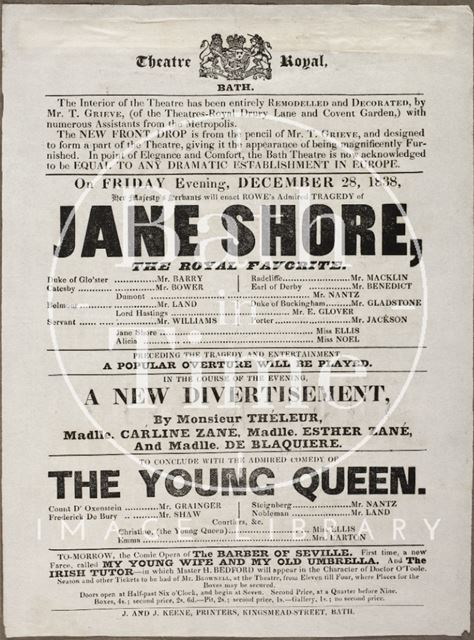 Playbill at Theatre Royal, Bath 1838