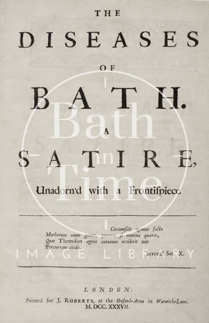 Cover page of the Diseases of Bath - A Satire 1737