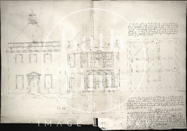 Elevation, plan and section of Lilliput Castle, Bath by John Wood c.1737