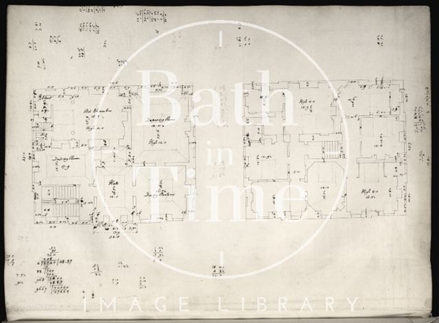 Plan of two floors of an unidentified building by John Wood c.1737