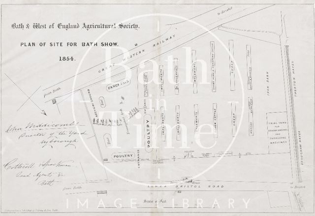 Plan of the site for the Bath & West of England Agricultural Society show 1854