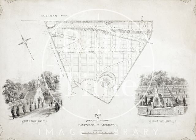 Plan of New Burial Ground, Bathwick Cemetery (Smallcombe), Bath c.1855