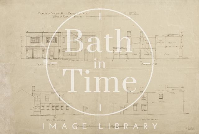 Proposed shops, Bear Brewery site, Bear Flat, Bath (sections & elevations) 1907