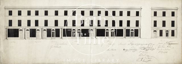 Elevation for the North side of Cheap Street, Bath, showing shop fronts 1790