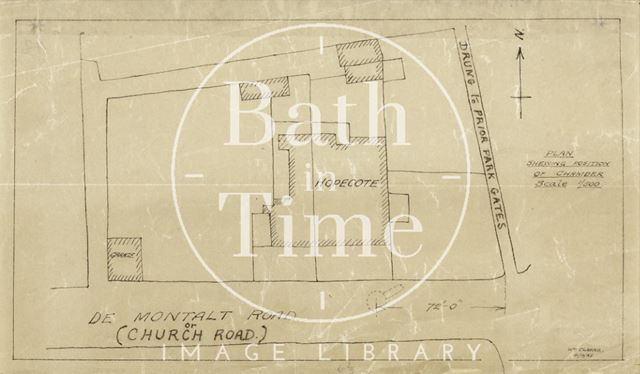 Map showing position of chamber, Combe Down, Bath (Plan #24) 1925