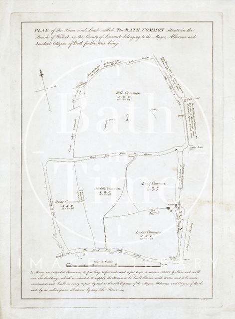 Plan of Bath Commons and site of intended reservoir c.1800?