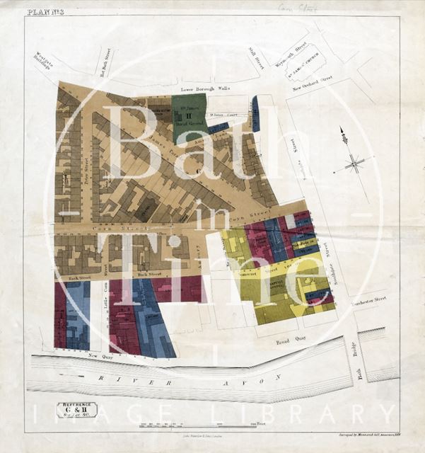 Sales plan for Lower Borough Walls to New Quay (Narrow Quay) area, Bath - Lot 80 - Plan No. 3 pre-1872