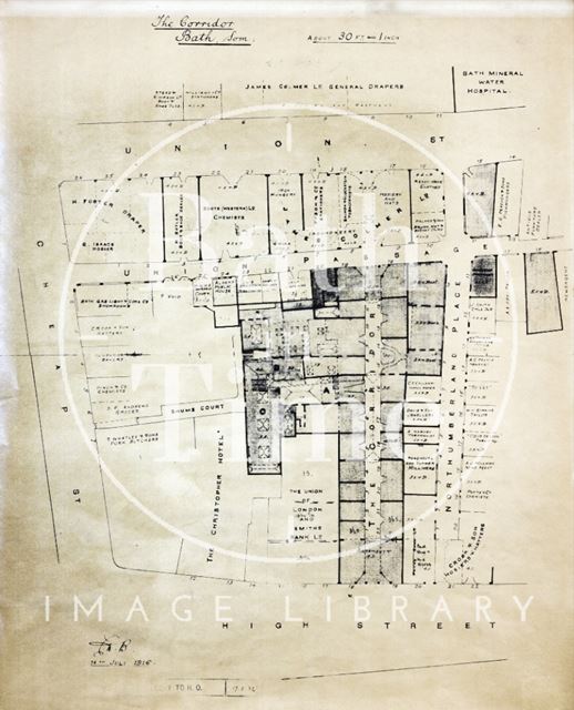 The Corridor and Northumberland Place, Bath (street plan) 1916