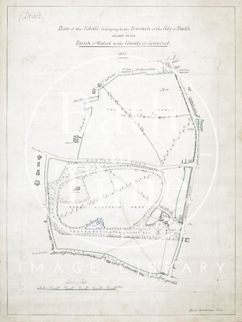 Draft plan of the estate belonging to the Freemen of Bath (Bath Commons - Royal Victoria Park) draft of Plan #35 1875