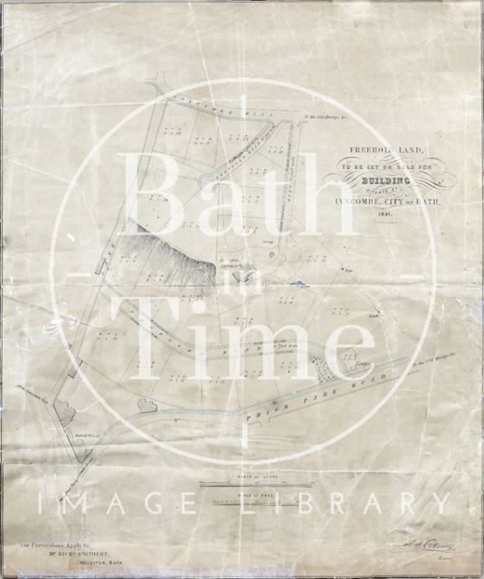 Freehold land at Lyncombe, Bath for sale or let (Buttash Cottage - between Lyncombe Hill & Prior Park Road, below Perrymead) 1851