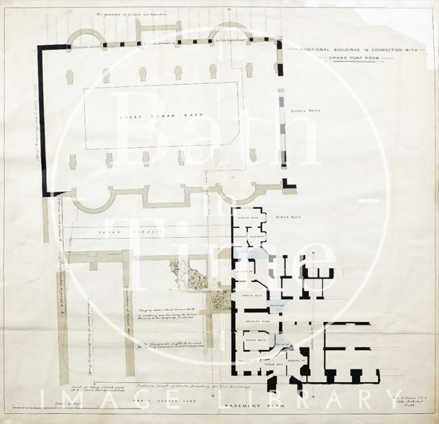 Additional buildings in connection with Grand Pump Room, Bath (basement plan) - Plan 1 1880?