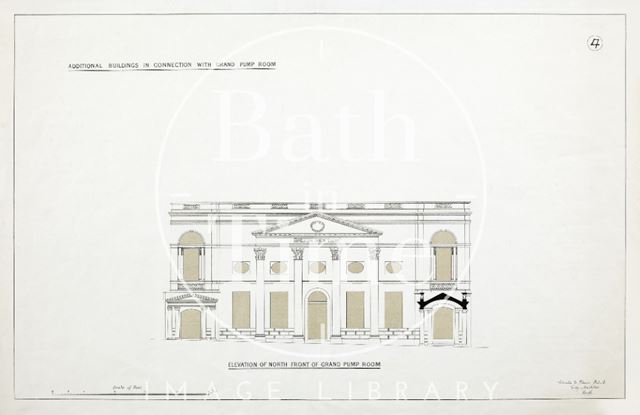 Additional buildings in connection with Grand Pump Room, Bath (elevation of north front of Grand Pump Room) - Plan 4 1880?