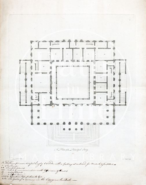 A Plan of the Principal Storey of the Pump Room and King's Bath, Bath c.1781