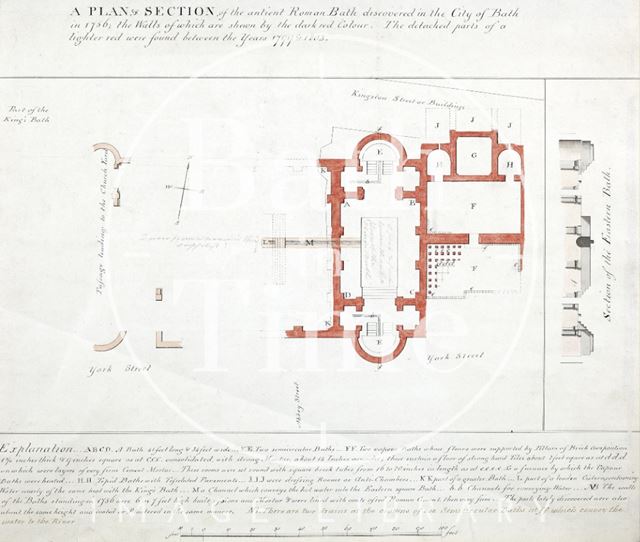 Plan of a section of the ancient Roman Baths, Bath discovered 1756 1799-1803