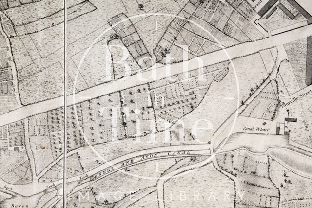 Charles Harcourt Masters Map, Pulteney Road area, Bath 1808 - detail