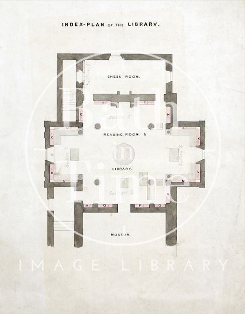 Index plan of the Library, The Bath Royal Literary and Scientific Institution 1825-1932