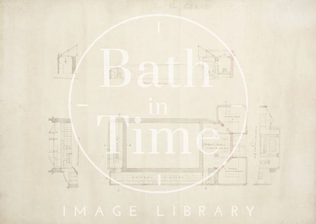 Plan and sections of upper floor of the Bath Royal Literary and Scientific Institution, Bath c.1830?