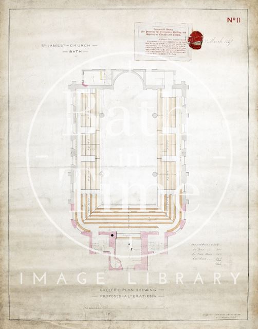 Gallery plan of St. James's Church, Bath proposed alterations - Plan. No. 11 - Manners & Gill 1846