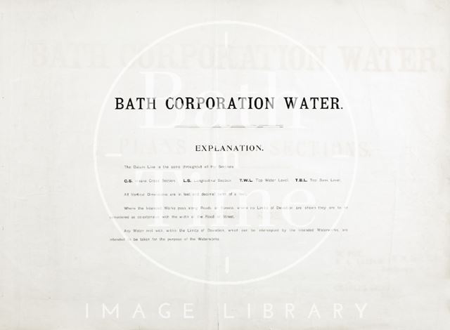 Bath Corporation Water - explanation (of application for works) - cover sheet 1903