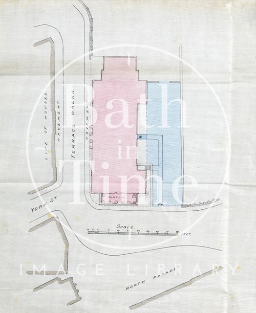 Plan of the Bath Royal Literary and Scientific Institution and adjacent structure (possibly cellars or proposed extension) c.1920?