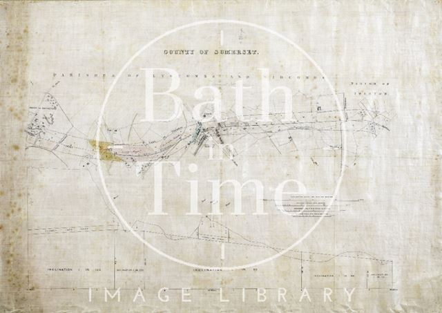 Plan and section of the Somerset and Dorset Joint Railway tunnels through the parishes of Lyncombe & Widcombe, Bath, Twerton & Southstoke c.1870?