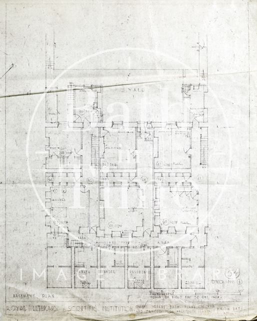 Bath Royal Literary and Scientific Institution - Queen Square plans copied from architects originals - basement - No. 1 1940