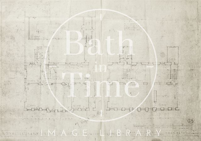 Bath Royal Literary and Scientific Institution - Queen Square plans copied from architects originals - ground and first floor - No. 2 amended 1940