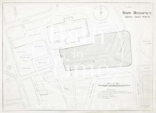 Baths development - Orange Grove scheme, Bath, block plan - A.J. Taylor architect 1913