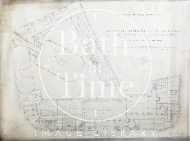 Proposed extension to Municipal offices, libraries and art gallery, Bath (Guildhall) - first floor plan - A.J. Taylor & A.C. Fare 1936