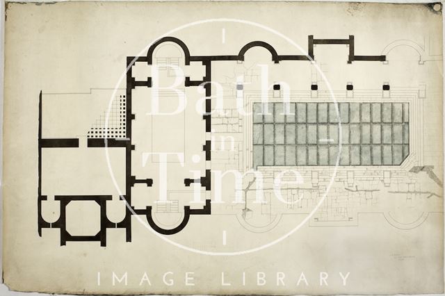 Great Roman Bath, Bath - plan detail of stonework - A.J. Taylor, 18, New Bond Street, Bath 1910?