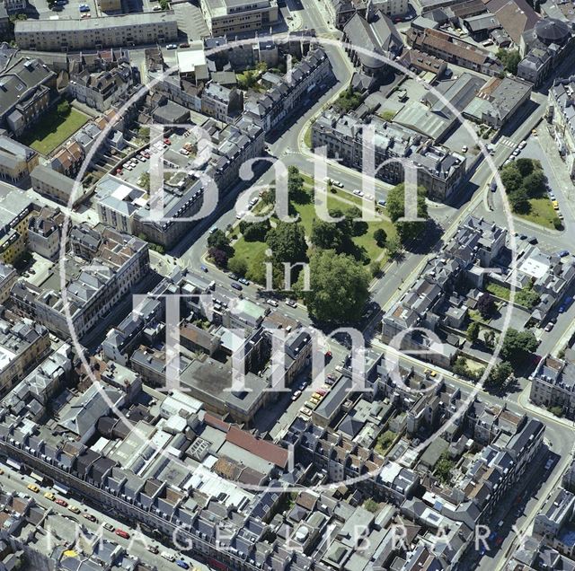 Aerial view of Bath showing Queen Square, Queen's Parade and Milsom Street 1981