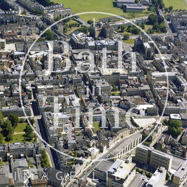 Aerial view of Bath showing the city centre 1981